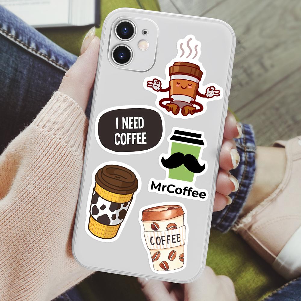 102550PCS Leisure Kawaii Vintage Tea Coffee Stickers DIY Skateboard Laptop Luggage Cup Bike Motorcycle Phone PVC Waterproof