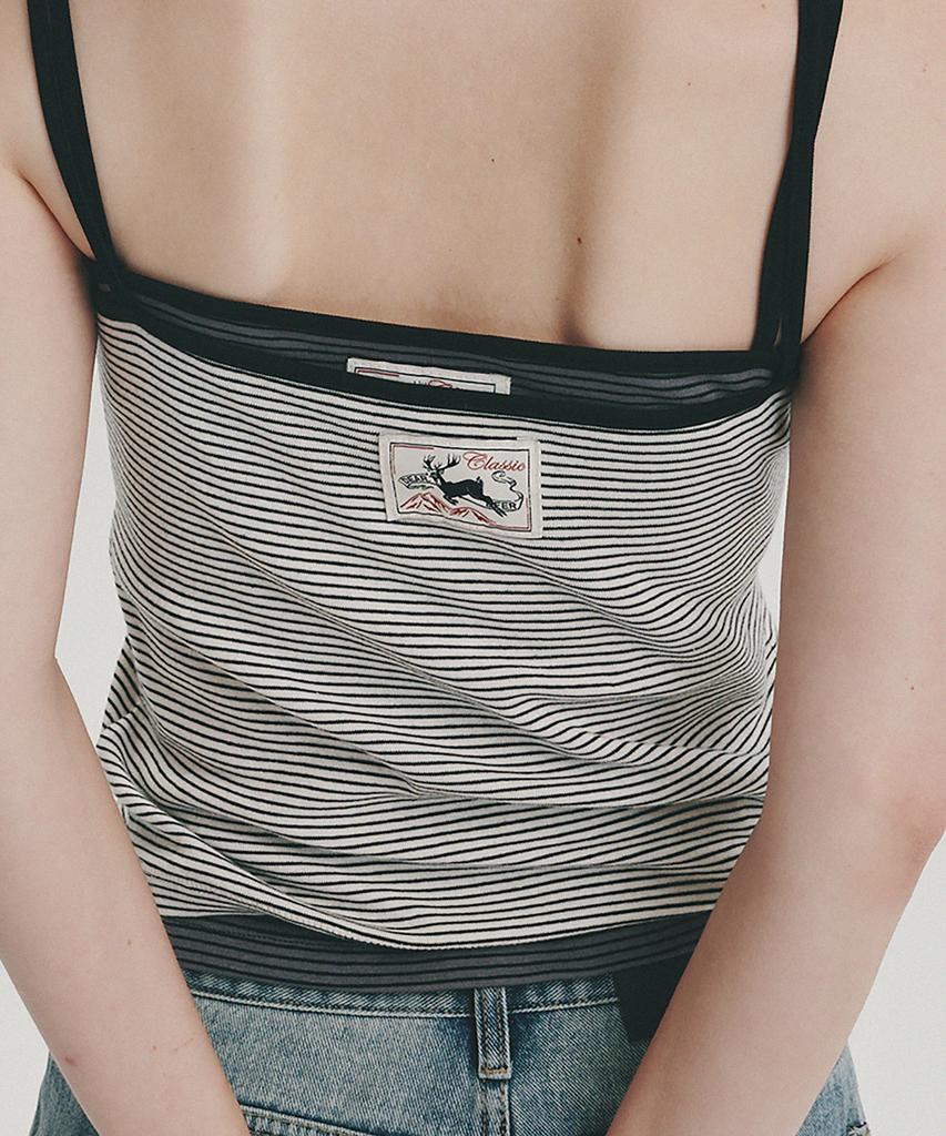 Dieomaidieo Label Detail Striped Sleeveless (Ivory)