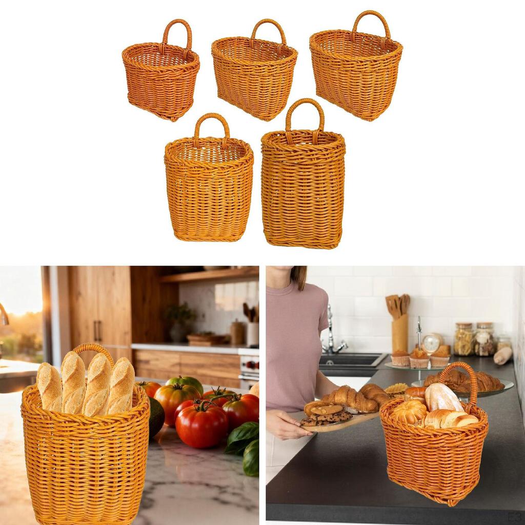 Hanging Storage Basket Wall Mounted Kitchen Sturdy with Handle Flower Holder Multifunctional