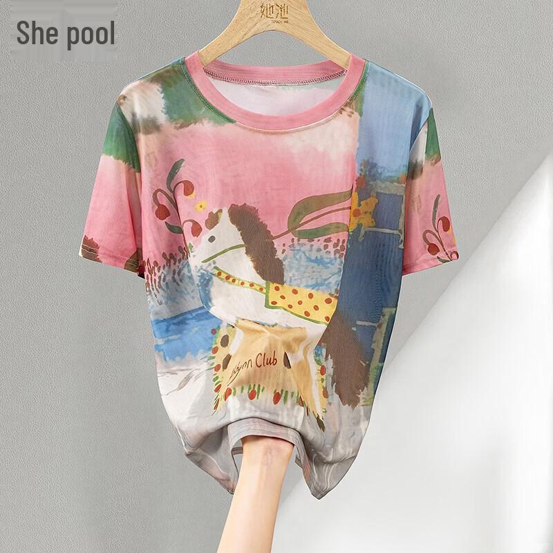 Women s Dopamine Print Loose Short Sleeve T-Shirt XL