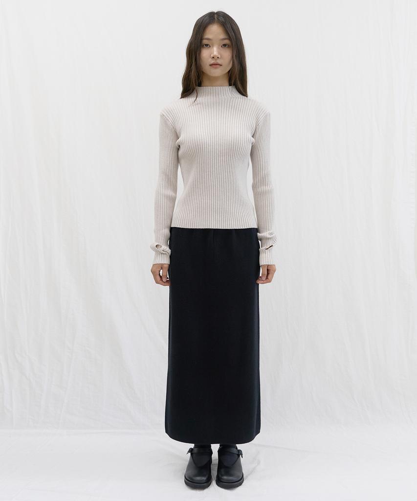 Julliapepe Half-Neck Knit Pullover (Beige)