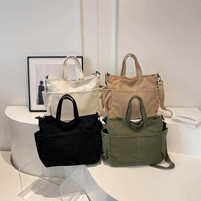 Corduroy Bag Large Capacity Tote Bag Women's Shoulder Bag Student Class Big Bag