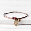 Ceramic Beaded Bracelet Bangle Rope Chain Vintage Leaf Pendant Couple Jewelry