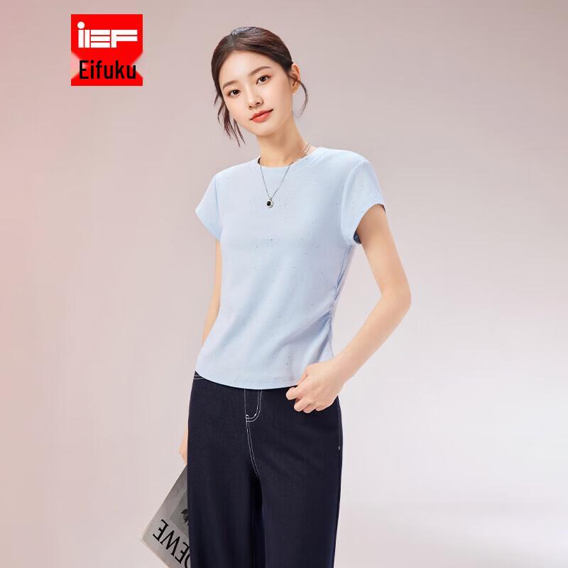 IEF Women s Pleated Round Neck Short Sleeve T-Shirt S