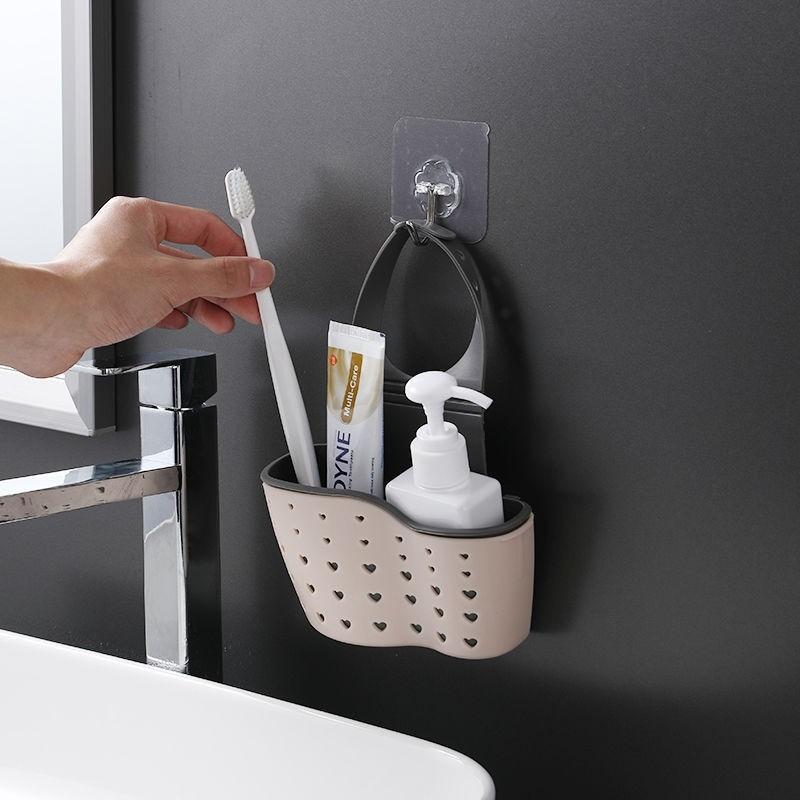 2Pcs Adjustable Snap-On Sink Drainage Hanging Basket Kitchen Storage Organizer