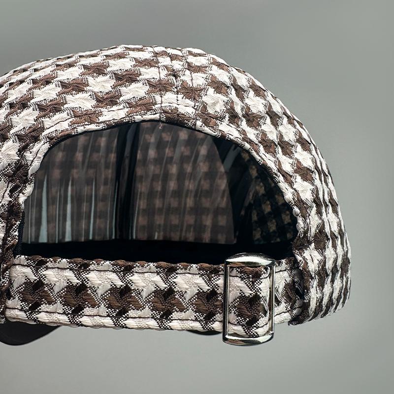 Houndstooth Color Block Baseball Cap Cotton New Men Women Sunscreen Check Versatile Fashion Casual Ventilate Street Retro Casual