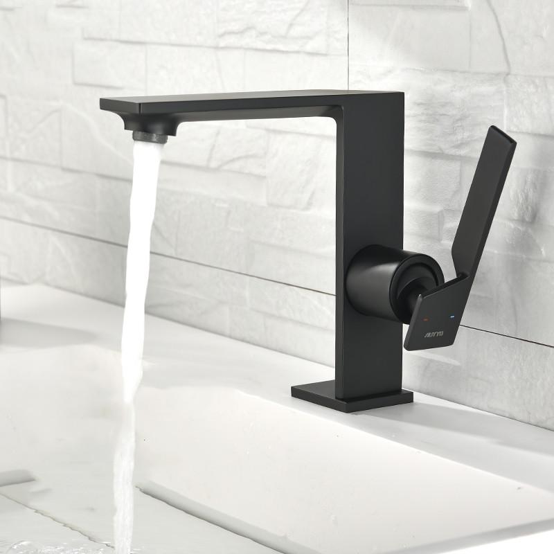 Basin Faucet Black Bathroom Hot and Cold Single Lever Brass Water Mixer Tap Basin Water Sink Mixer Crane Fasion