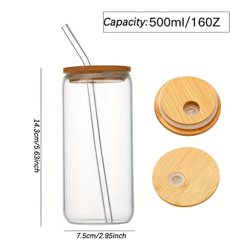 2/4/6 stk Glasskopper i boksform med sølesikre lokk og sugerør 500ml Glasskopp med bonus sugerørbørster Perfekt bursdagsgave