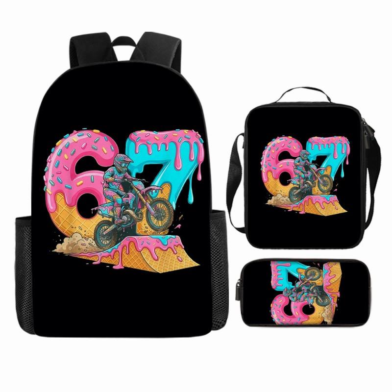 Cartoon Brainrot-Themed Backpack Crossbody Bag Pencil Case School Kids Ages 10-12