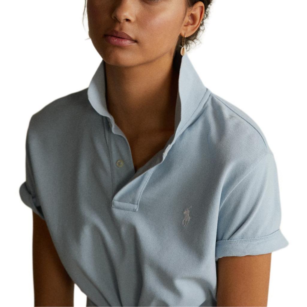 Polo Ralph Lauren Straight Fit Double Button Logo Embroidered Polo Shirt Women tops Blue WMPOKNINCU20062-400