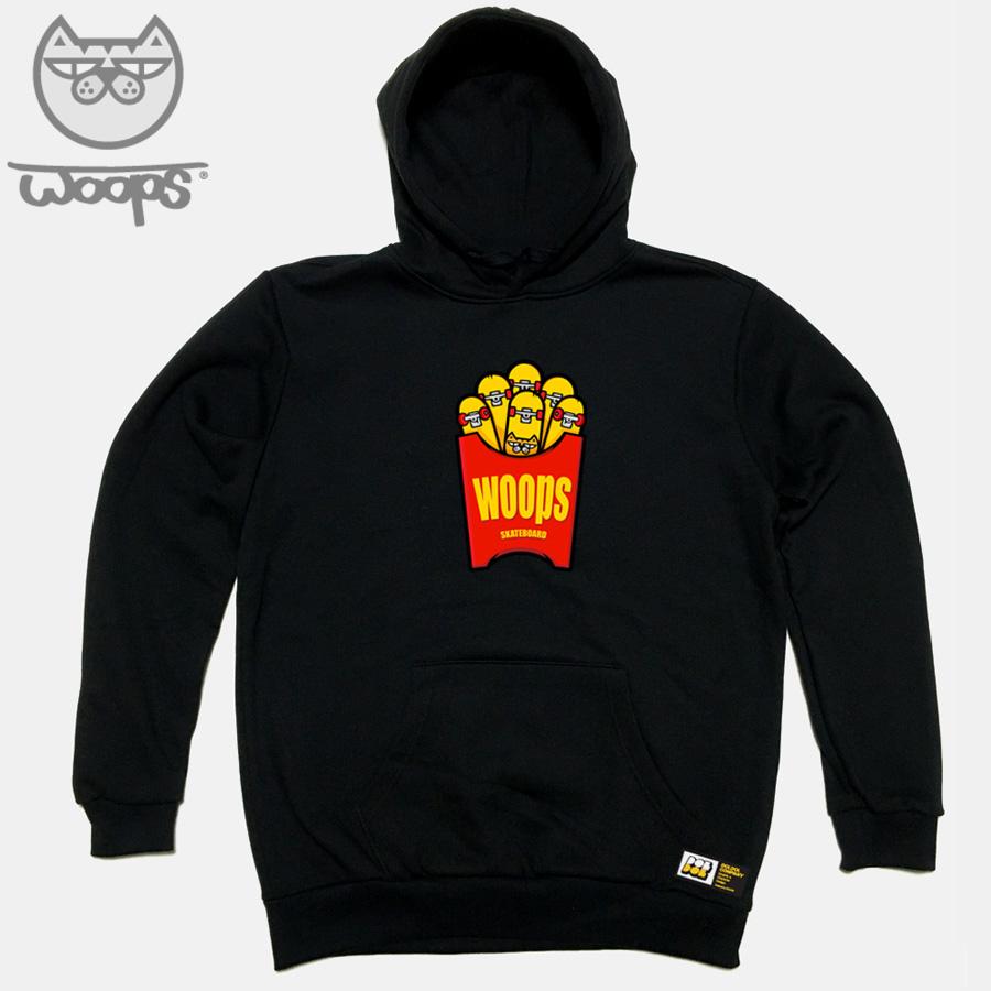 Doldol Woops_Hoody_40 Skateboard Cat Oops Character Hoodie Black/M