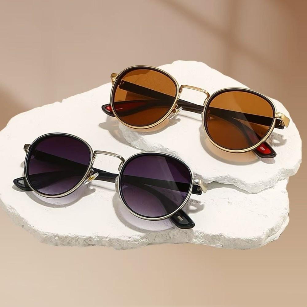 Round Retro Sunglasses Men Women UV400 Protection Sun Glasses Metal Steampunk Vintage Goggles Trendy Punk Outdoor Eyewear
