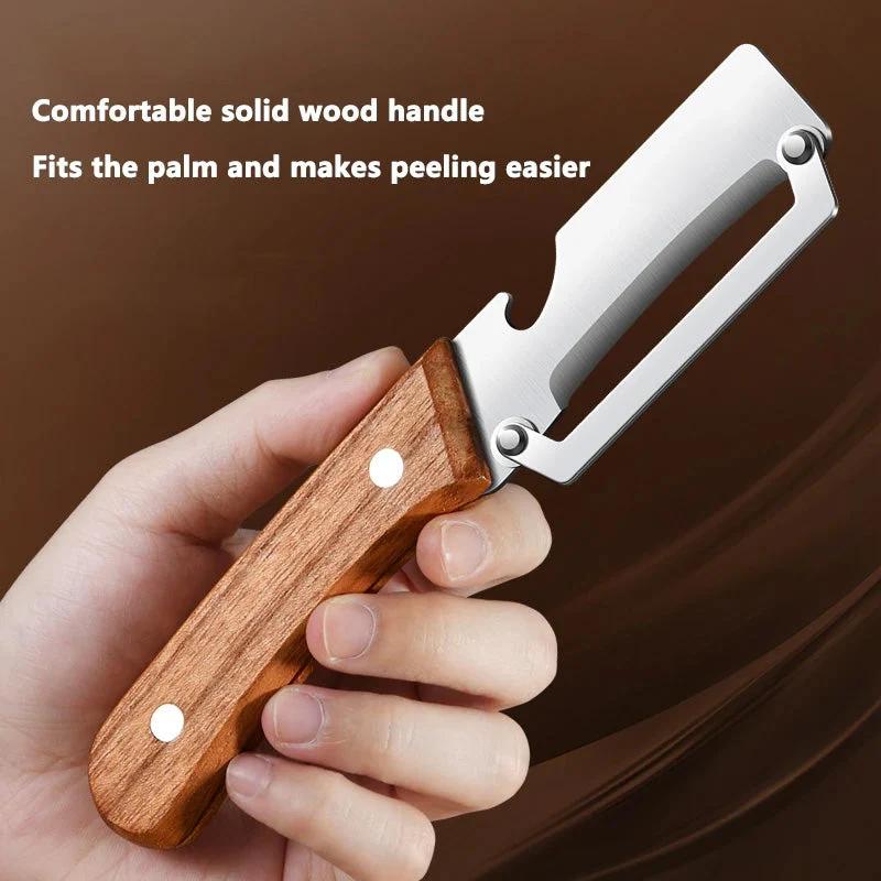 Stainless Steel Peeler With Wooden Handle For Peeling Slicing Fruits Vegetables Durable Smooth Operation Kitchen Specific Peeler