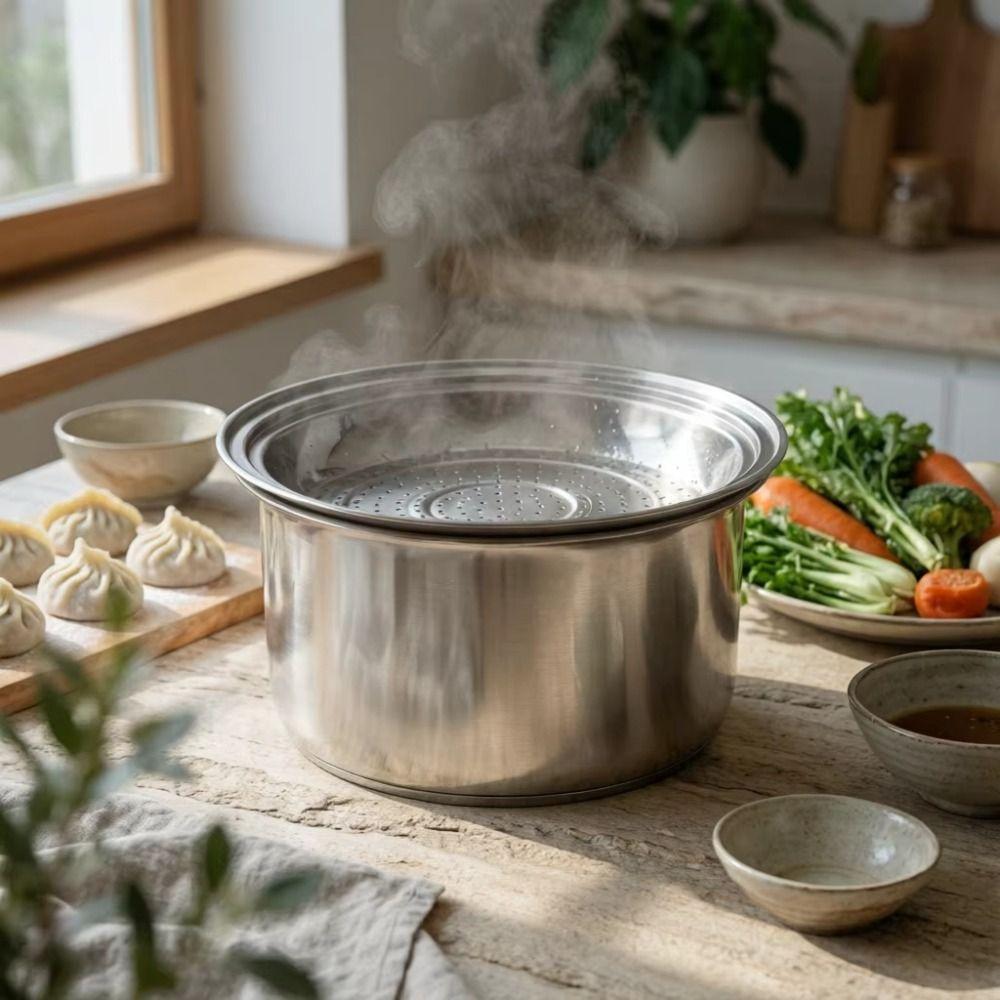Large Hole Kitchen Steam Tray Round Pot Steam Insert Stainless Steel Steamer Basket Kitchenware