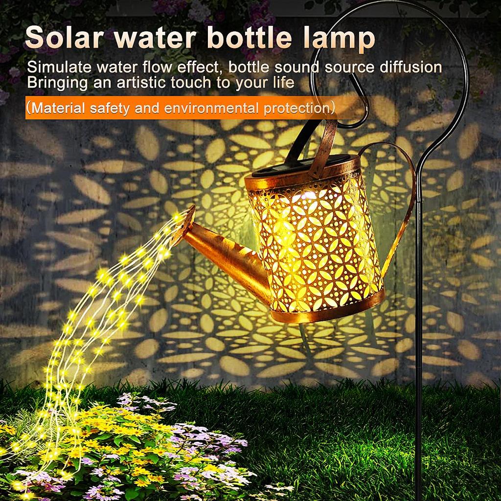 Iron Hollow Lamp Metal Solar Panel Kettle Lamp LED Outdoor Garden Waterproof Courtyard Decoration