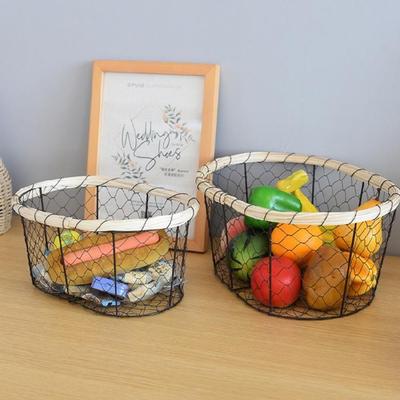 Round/Oval Shaped Wire Basket Space Saving Basket Fruit Holder Decorative Food Storage Solution Kitchen Accessory