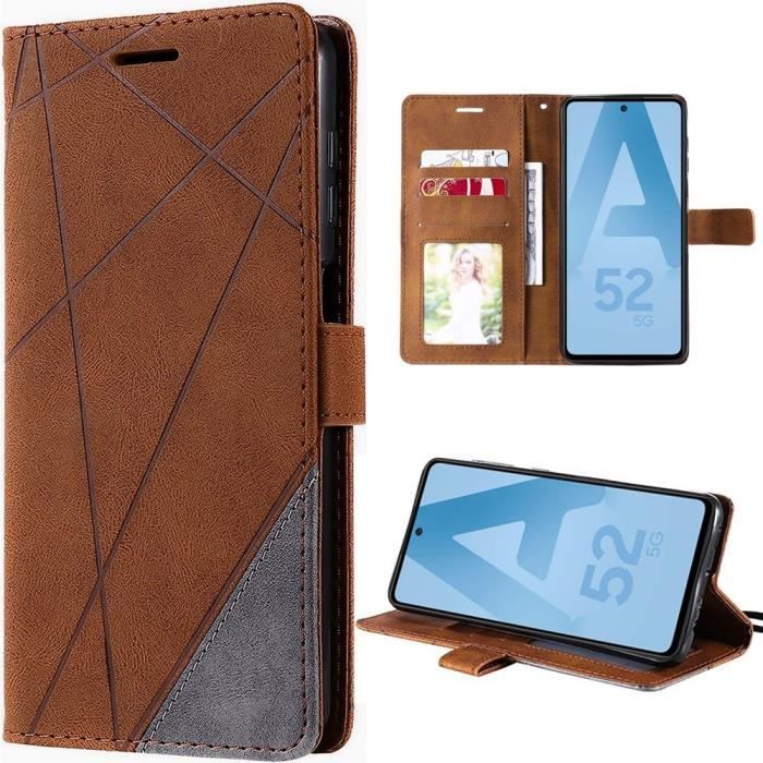 Coque de protection - Samsung - Galaxy A52s 5G - Cuir Synthétique - Marron - Portefeuille