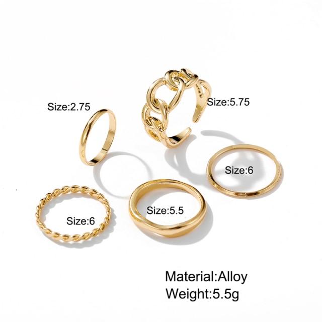 17km Punk Cool Hiphop Kettenringe Mehrschichtiger Verstellbarer Offener Fingerring Set Legierung Herrenringe Für Frauen Party Geschenk Schmuck beige