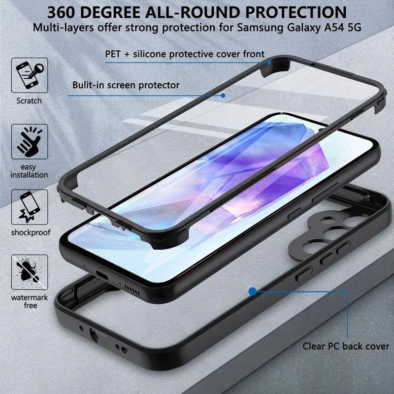 360 Полное покрытие защитный чехол для Samsung Galaxy A55 A54 5G A35 A25 A15 A14 A24 A34 A53 A73 A33 A23 A13 A52S A32 A22 A12 Чехол