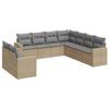 Vidaxl 9-Cz. Set di Mobili da Giardino con Cuscini, Beige, Polyrattan