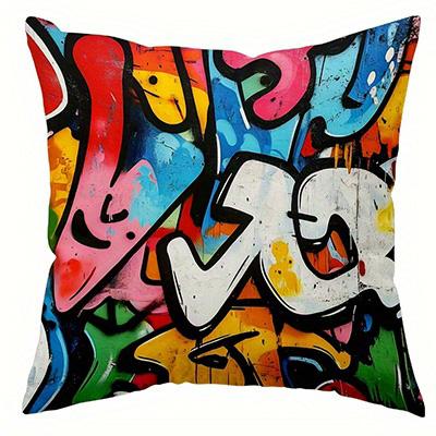 Home Decor Colorful Graffiti-Printed Pillowcases for Decor Pattern Cushion Cover Suitable for Sofa Bedroom Car Pillow Cover