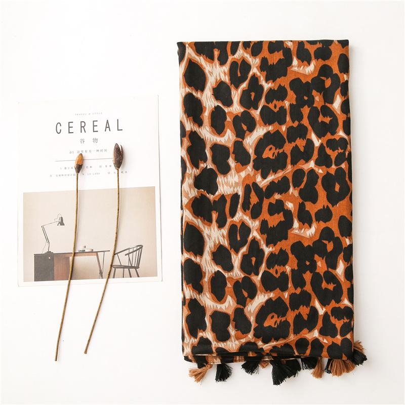 Scarf Women's Spring and Autumn New Winter Foreign Style Fashion Shawl Versatile Leopard Print Dual-purpose Silk Scarf