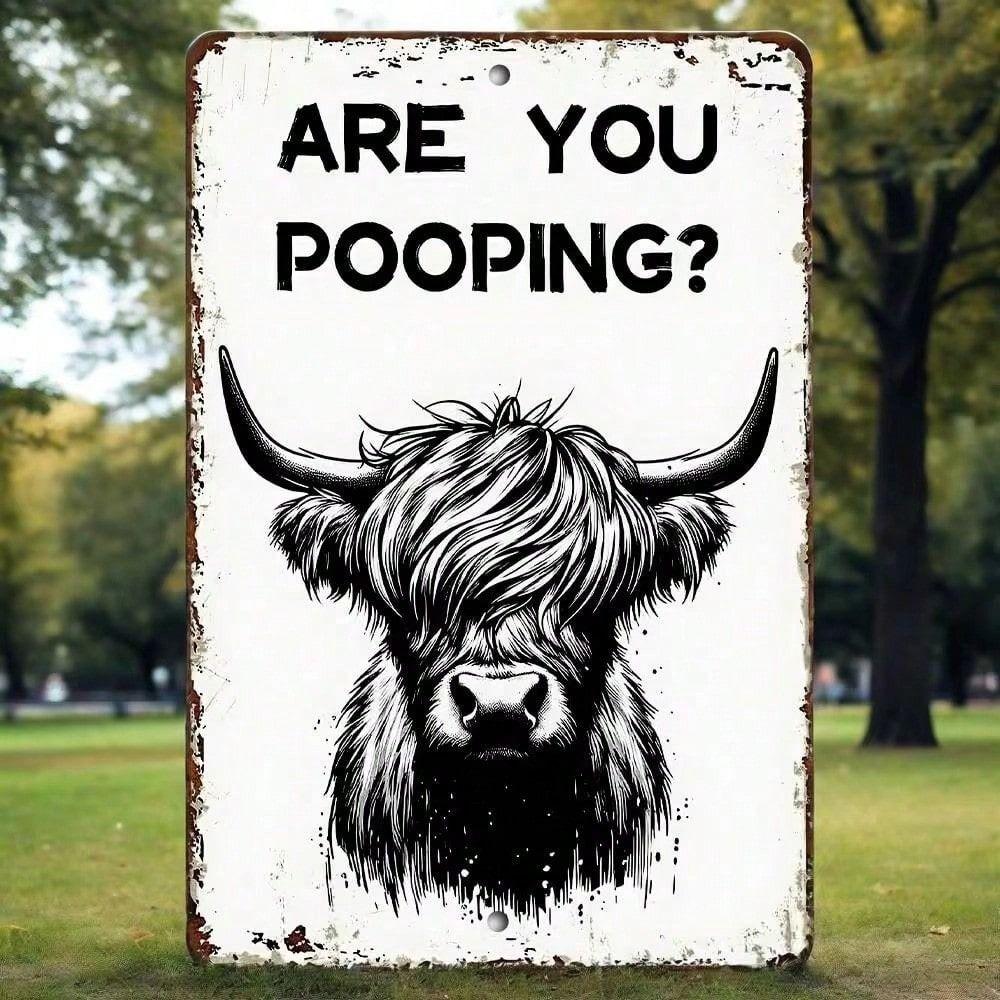 Metal Wall Art Cow Farmhouse Sign Bathroom Decor Funny Gift