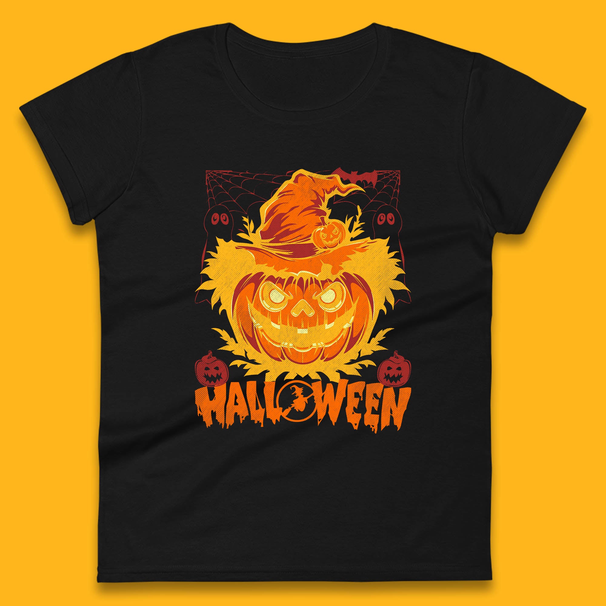 Halloween Scary Pumpkin Face Jack O Lantern Horror Halloween Night Womens Tee T Shirt Mens Tops Unisex Top L