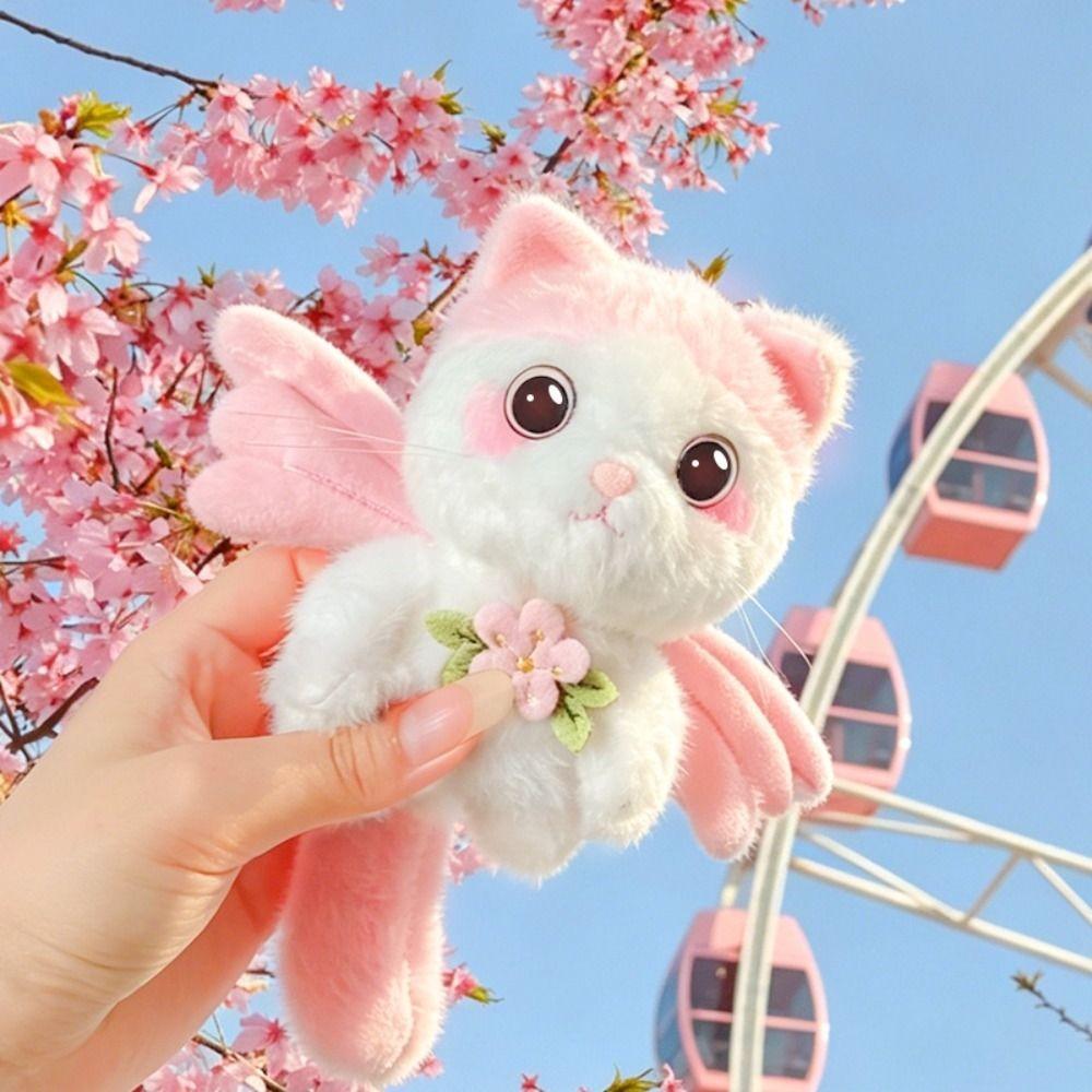Metal Clip Cat Bag Charm Kitten Pendant Plush Animal Keyring Backpack Accessories