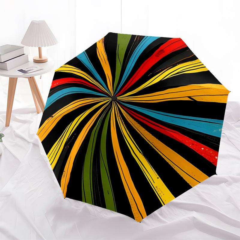 1pc Color Wheel Automatic Folding Umbrella - Design, Durable Iron Frame for Travel, Outdoor, Beach Fashion Accessory a0920017