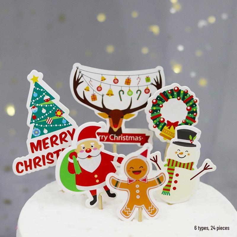 Christmas Cake Topper: Merry Christmas Banner & Tree Decoration Insert for Festive Baking