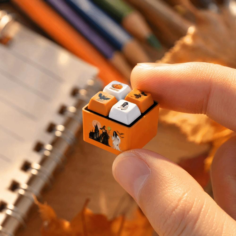 Press Button Fidget Keychain Pumpkin Shape Prank Toy Joke Quotes Pumpkin Keychain  Kids Adults