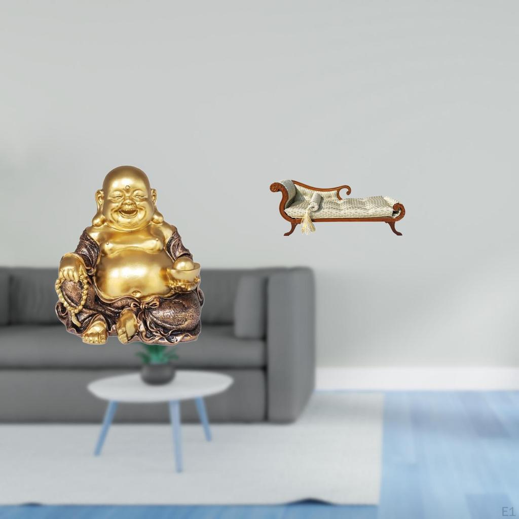 Maitreya Buddha Sculpture Feng Shui Ornament Laughing Anniversary Party Miniature Sofa Model