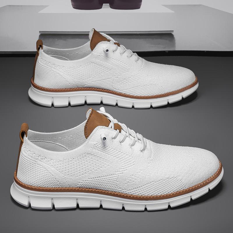 Large size trendy men's shoes summer breathable sports shoes fly-woven mesh shoes men's running men's trendy shoes