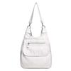 Damen Handtasche mit großer Kapazität aus gewaschenem weichem Leder, Umhängetasche, koreanischer Stil, vielseitiger Rucksack