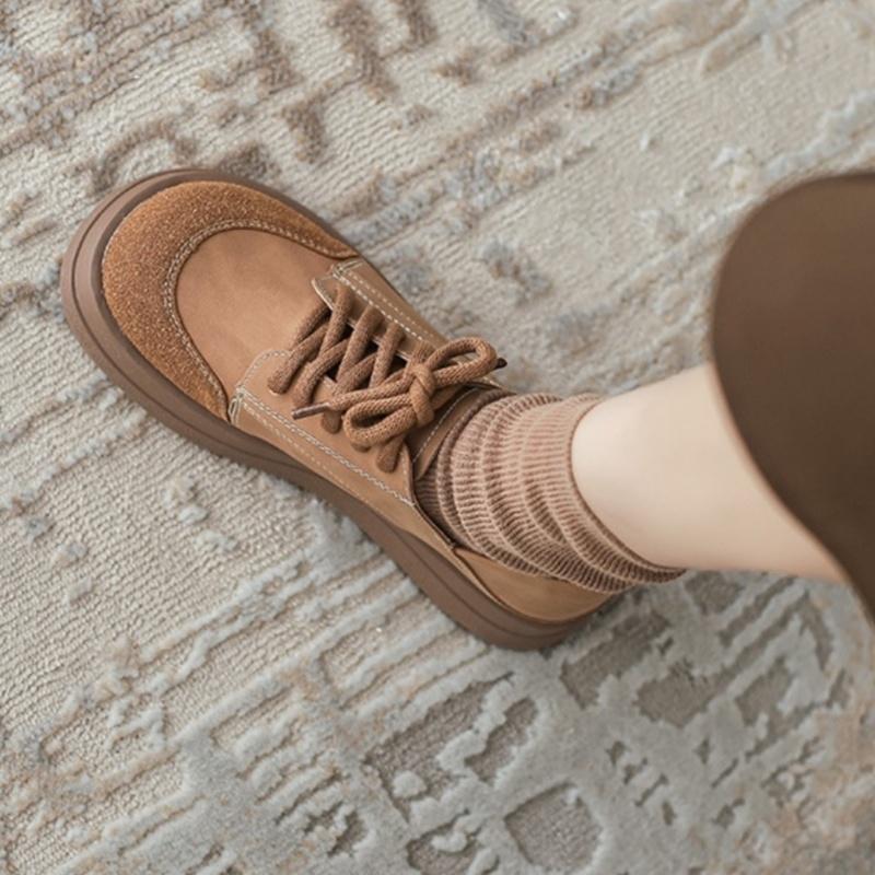 Fashion 2025 New Fashion Woman's Lace Up Flat Shoes Round Toe Casual Comfortable Soft Flats Outside Non Slip Versatile Women Shoes