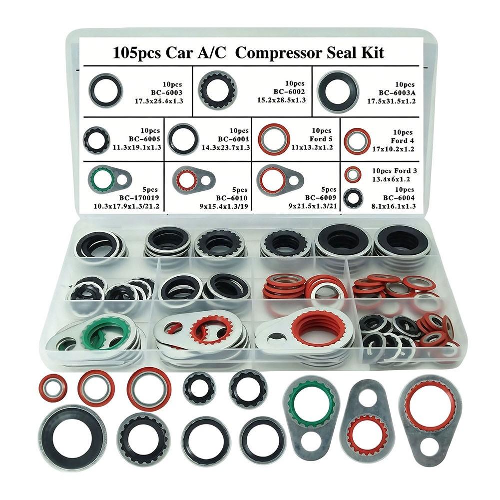 AC Compressor Gasket Kit Auto AC Seal Set Compressor Port Gaskets