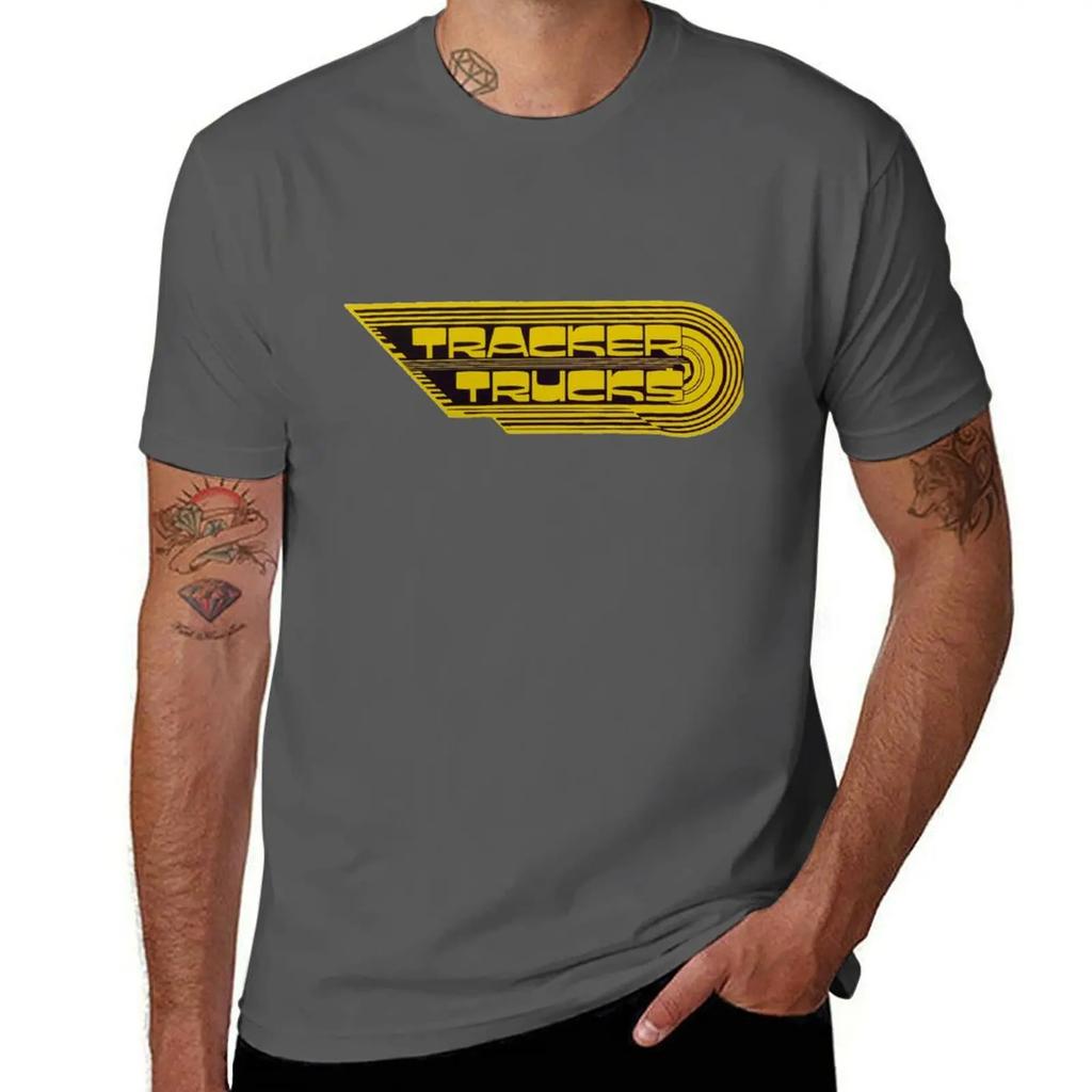 Tracker Trucks, Retro Skateboard T Shirt Design T-shirt Graphics Korean Fashion Black T-shirts for Men