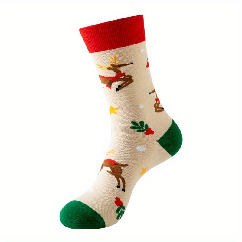 Weihnachtssocken für Damen, interessante Weihnachtssocken mit Weihnachtsmann, Schneeflocke, Elch, Baumwolle, Rundhals, Happy Socks, interessante Socken für Herren