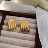 Punk Metal Vintage Ectangular Stripe Earrings for Women Gold Color Chunky Geometric Square Earrings Trendy Jewelry Gifts New