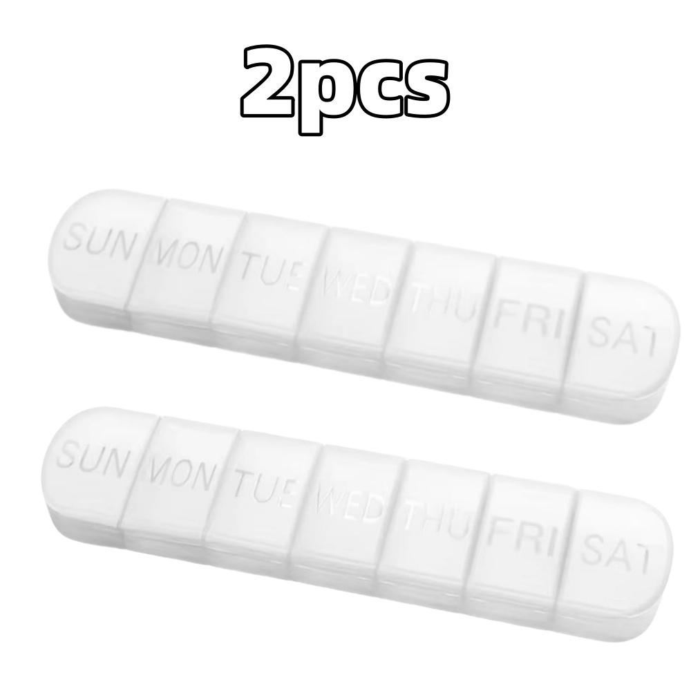 Portable Weekly Pill Box 7-Day Medication Dispenser Large Capacity Vitamin Box Individually Storage Sealed Long Pill Organizer