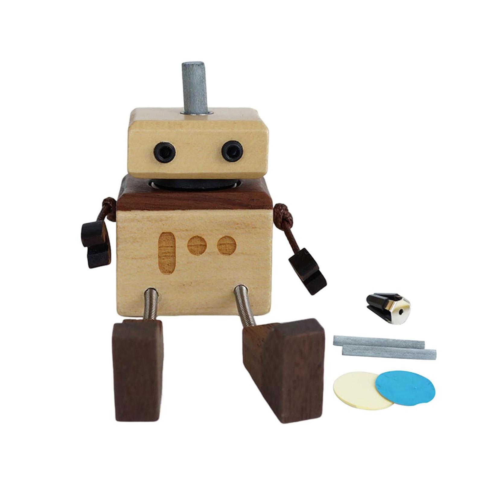 

Shaking Wooden Robot & Essential Oil Diffuser Handmade Shaking Feet Wooden Doll Wobble Robot Car Charming Small Black walnut