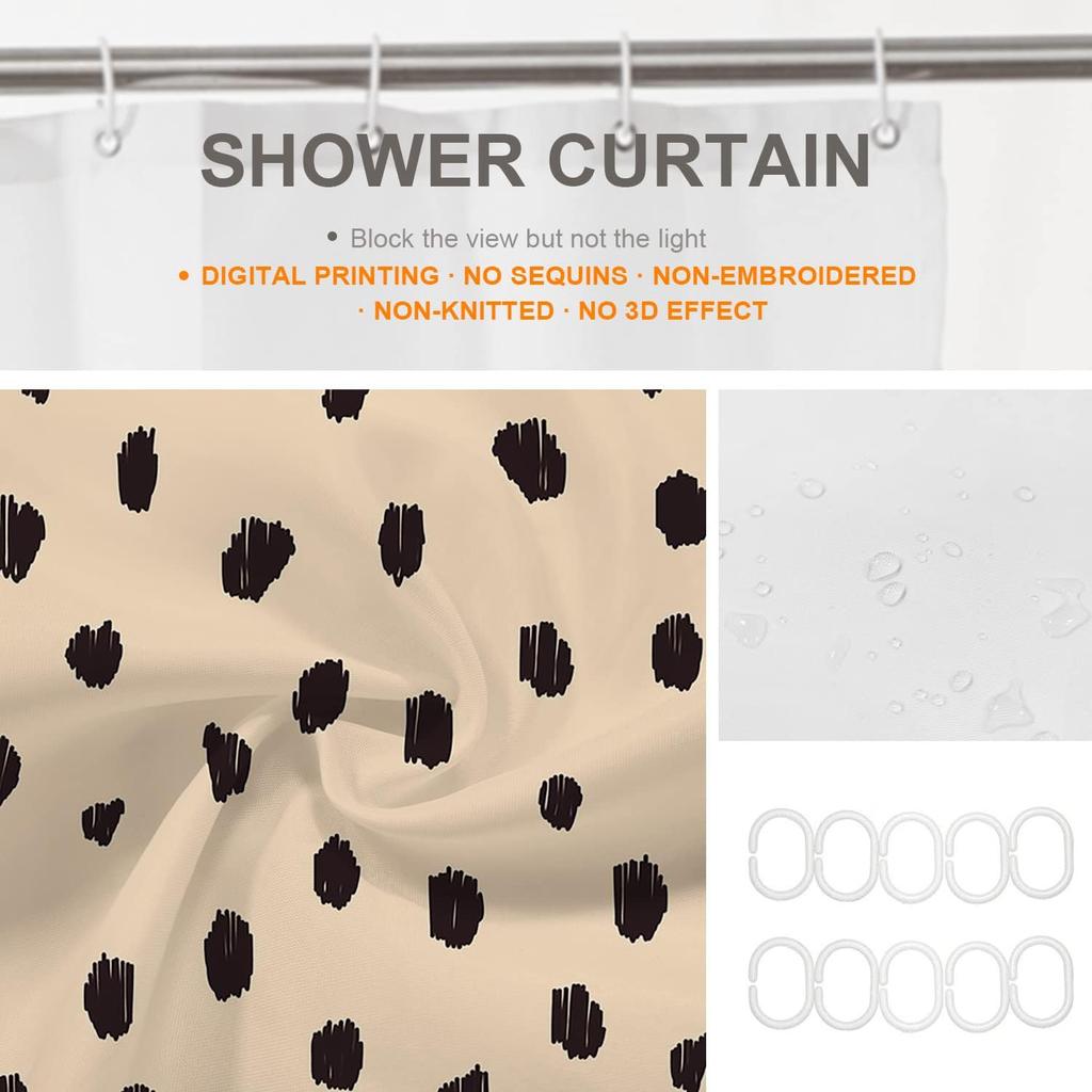 Brown Cartoon Leopard Decor Shower Curtain,Animal Polyester Shower Curtain For Shower Stall Bathroom Waterproof With 10 Hooks