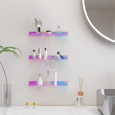 2 Pezzi Mensole Galleggianti in Acrilico Scaffali Espositivi da Parete Robusti Portanti Colore Arcobaleno Organizer da Parete
