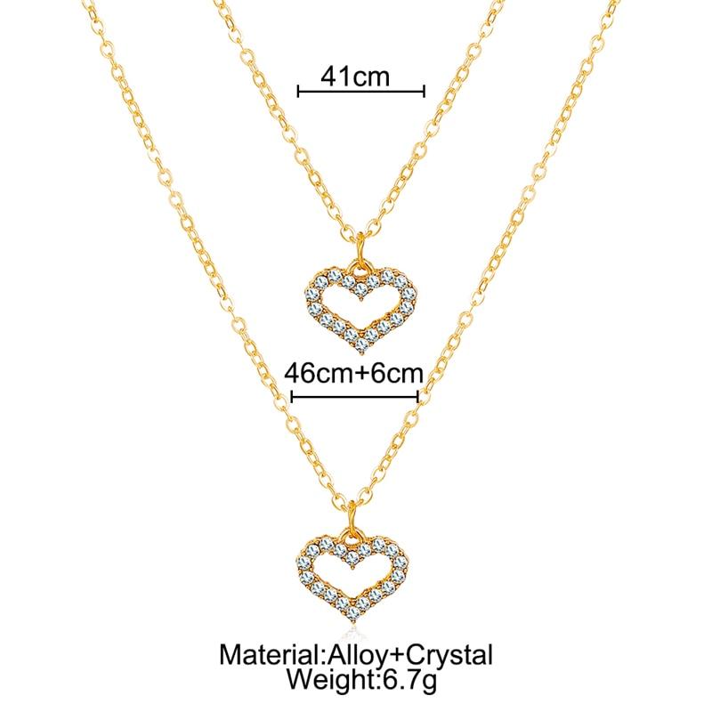 17KM Fashion Wedding Heart Pendant Necklace for Women Multilayered Gold Crystal Heart Necklaces Valentine's Day Gifts Jewelry