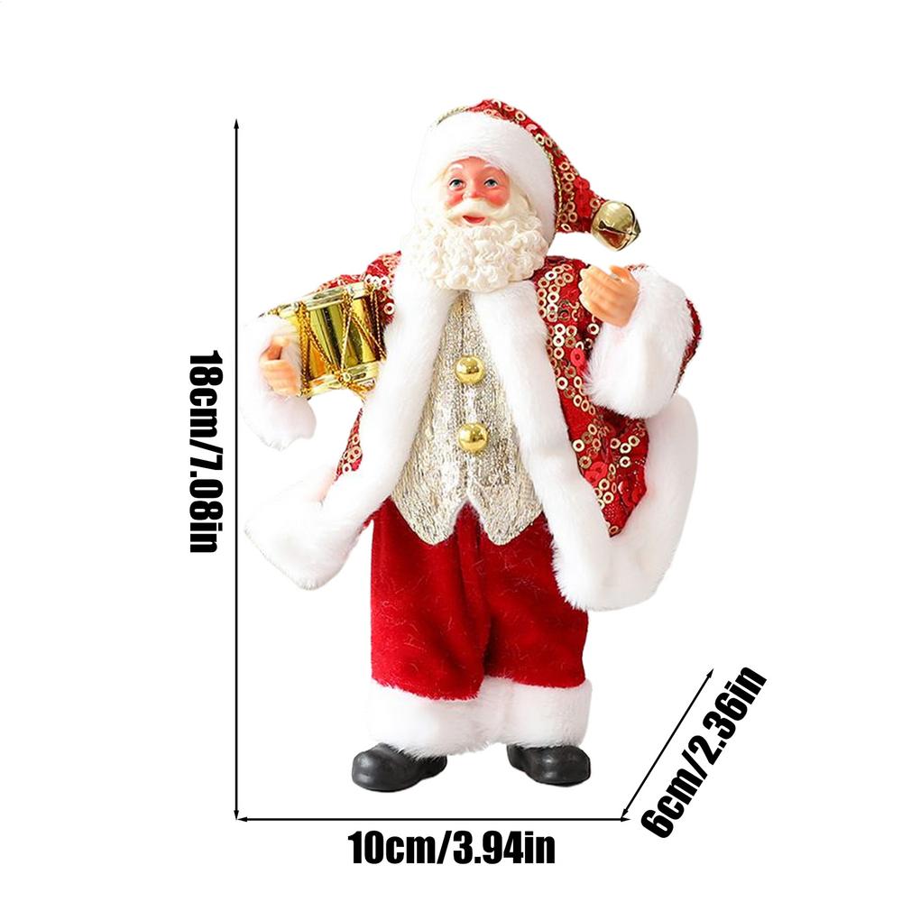 Santa Ornaments 7 Inch Christmas Statue Santa Claus Statue Holding Instruments For Tree Shelf Window Table Indoor Garden Desktop