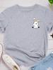 Pocket Bunny Print Women T Shirt Short Sleeve O Neck Loose Women Tshirt Ladies Tee Shirt Tops Clothes Camisetas Mujer