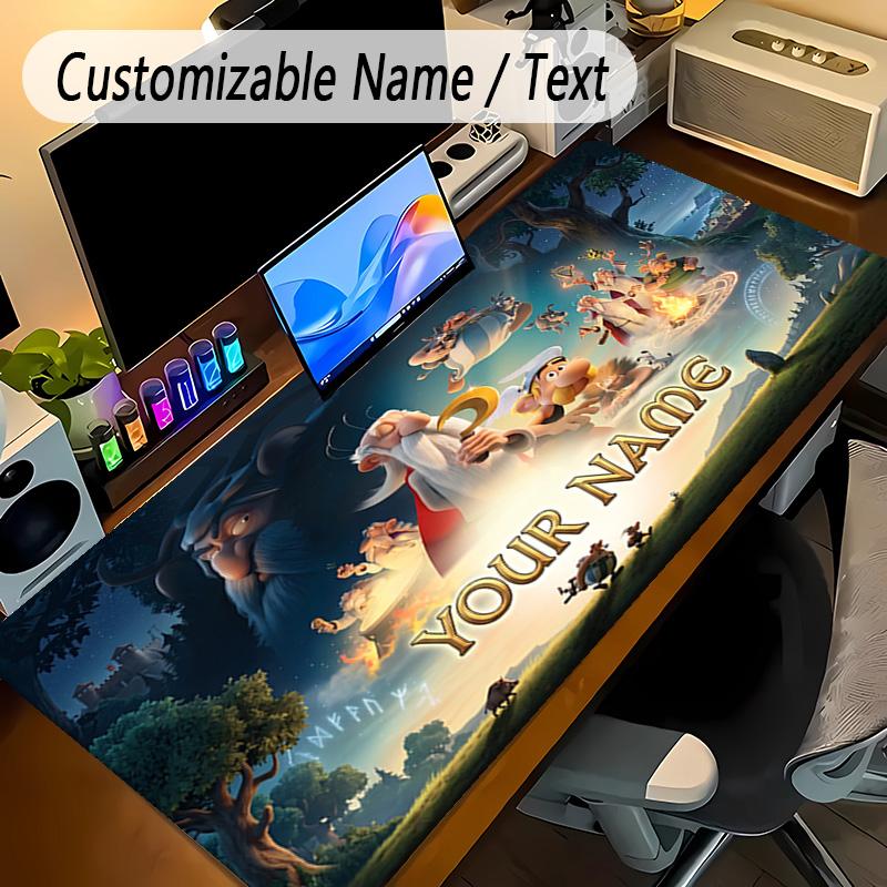 Large Mouse PadAsterix & Obelix Custom Name Text Personalized Desk Mat Non Slip Gaming Pad