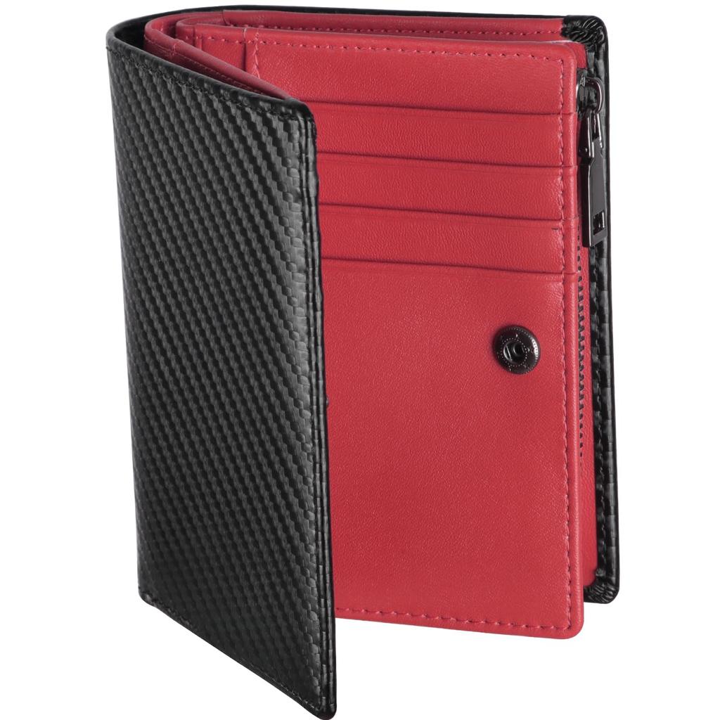GSG Carbon Leather Bifold Popular Brand Large 19 Card Zippered Coin Foldable Perfect Gift for Model 22088 Men's Wallet, Leather, Capacity, Slots,
