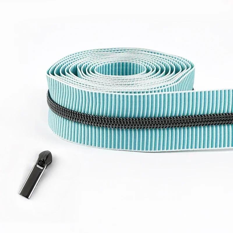 2-5Meters 5# Meetee Striped Nylon Zippers Tape for Sewing Plastic Roll Coil Zip By The Meter Zipper Closure Garment Accessories